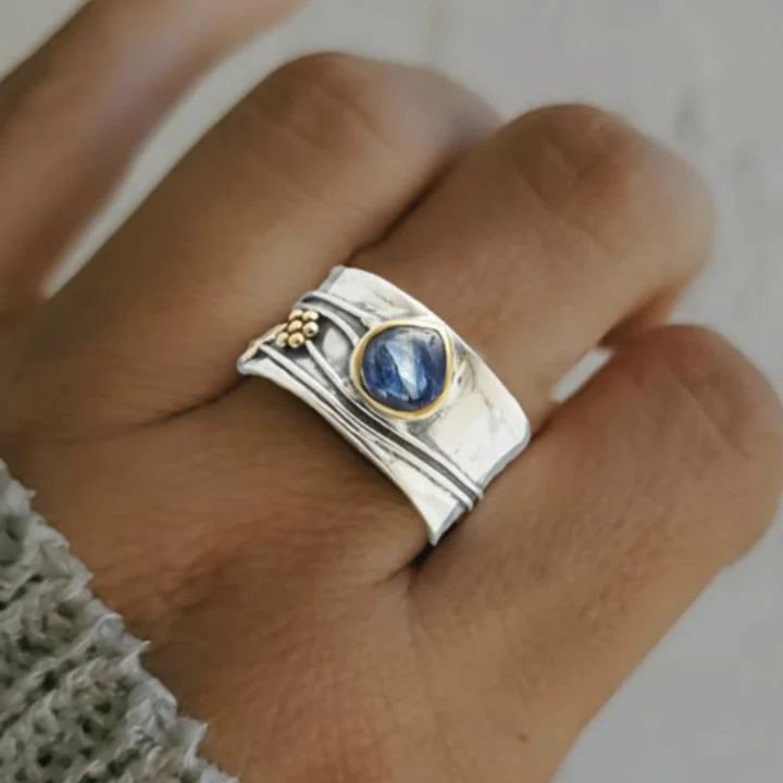 925 sterling sølv Boho safir ring