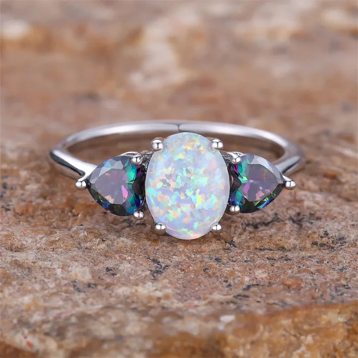 Vintage farverig opal-ring