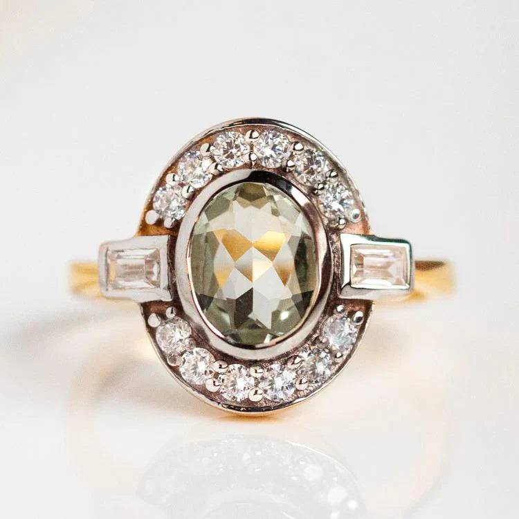 Vintage krystalgrøn ring