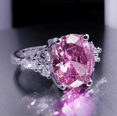 Pink Cubic Zirconia ring i rosa guld og sølv