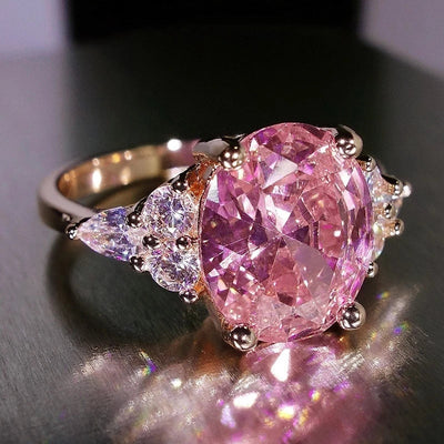 Pink Cubic Zirconia ring i rosa guld og sølv