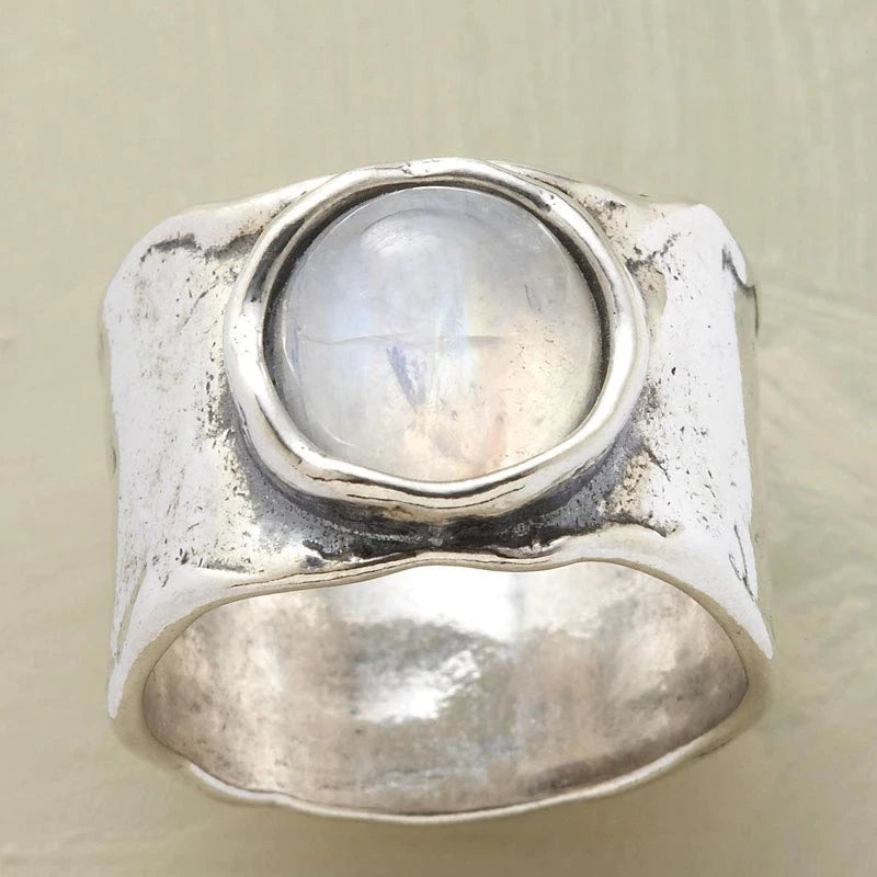 Sølv månesten ring