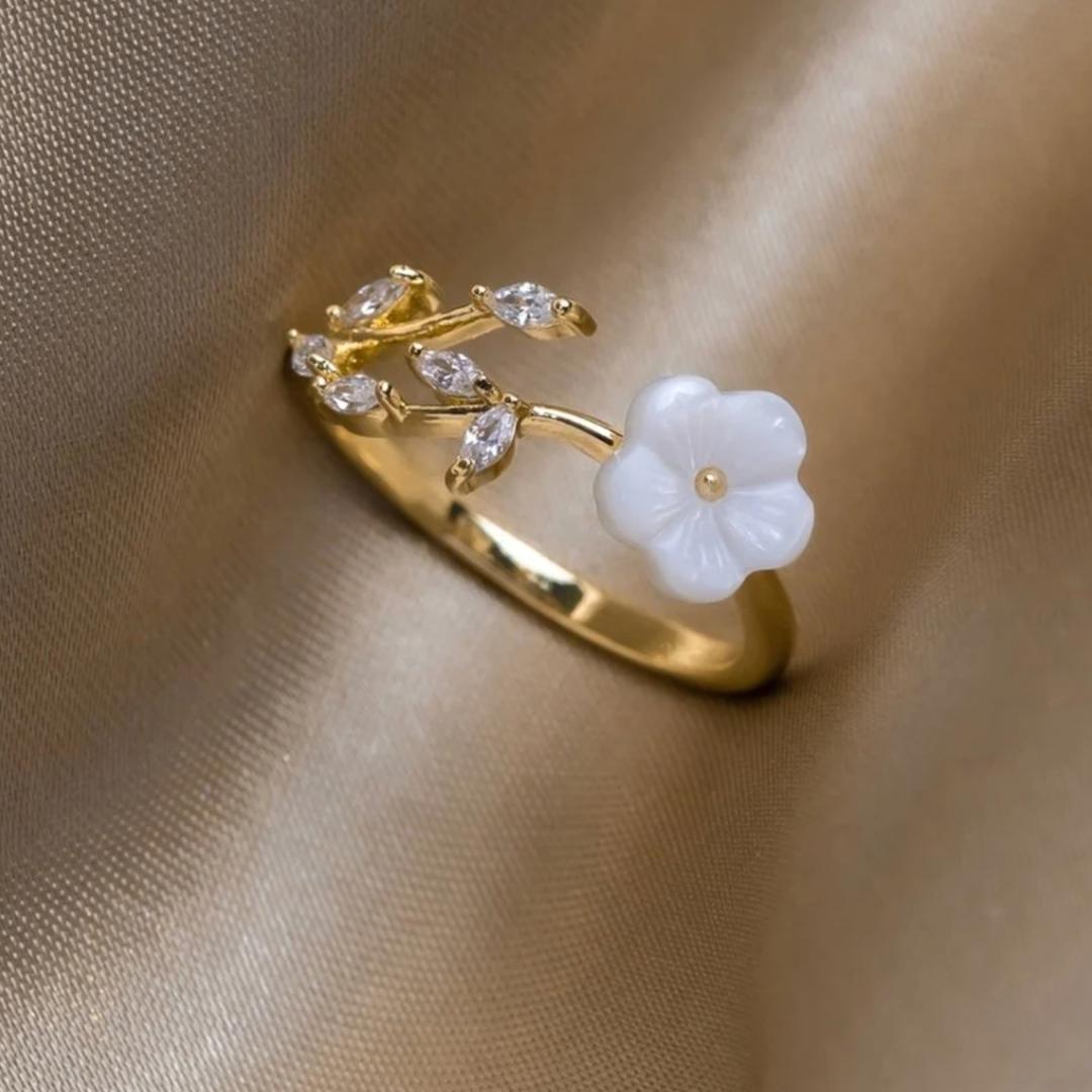 Wildflower med Zirconia justerbar ring i guld