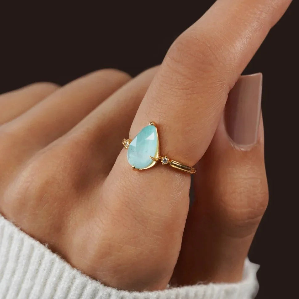 Ocean Blue Amazonit Krystal Ring